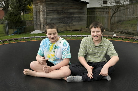 2 brothers on trampoline