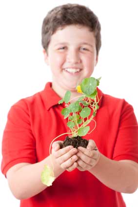 Boy Holding Plant