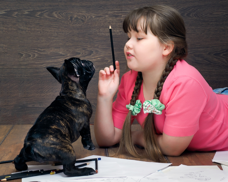 girl with dog